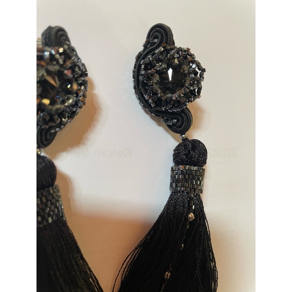 Soutache Elegant Black Tassel Earrings - Picture 7 of 7